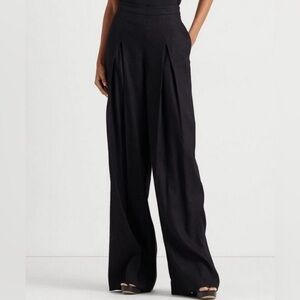 LAUREN RALPH LAUREN Plus size 16W Pleated Linen-Blend Twill Wide-Leg Pants NWT